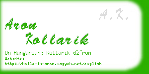 aron kollarik business card